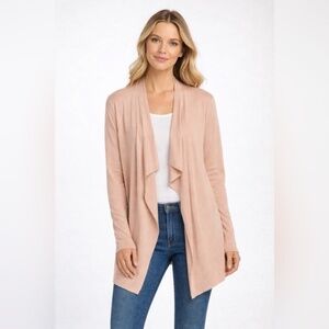 Max Studio 100% Extra Fine Merino Wool Knit Pink Waterfall Sweater - Size Small